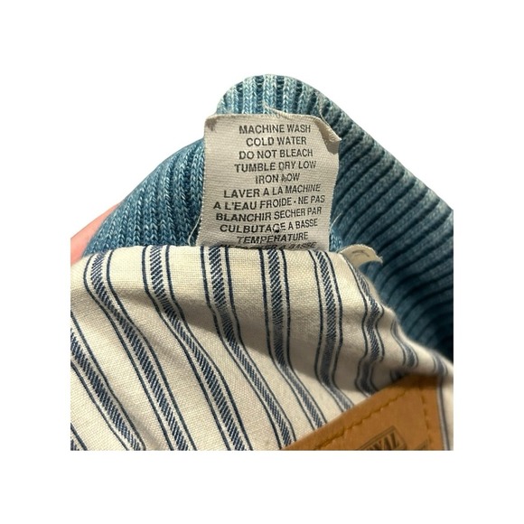 Vintage International Denim Bomber Jacket  Mens L White Sleeves Ribbed Collar - Picture 6 of 6